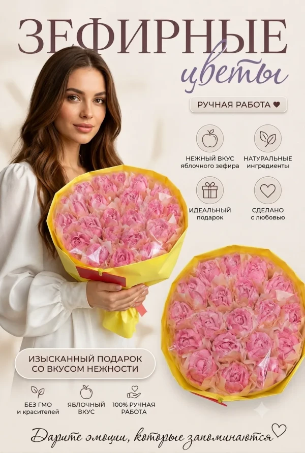 №1 Букет Зефирный Размер XL розовый,350г в Симферополе